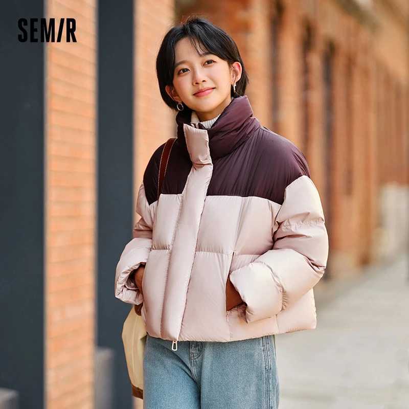 Semir Down Jacket Women Waterproof Loose Simple 2025 New Winter Stand-Up Collar Outerwear Down CoatT251105
