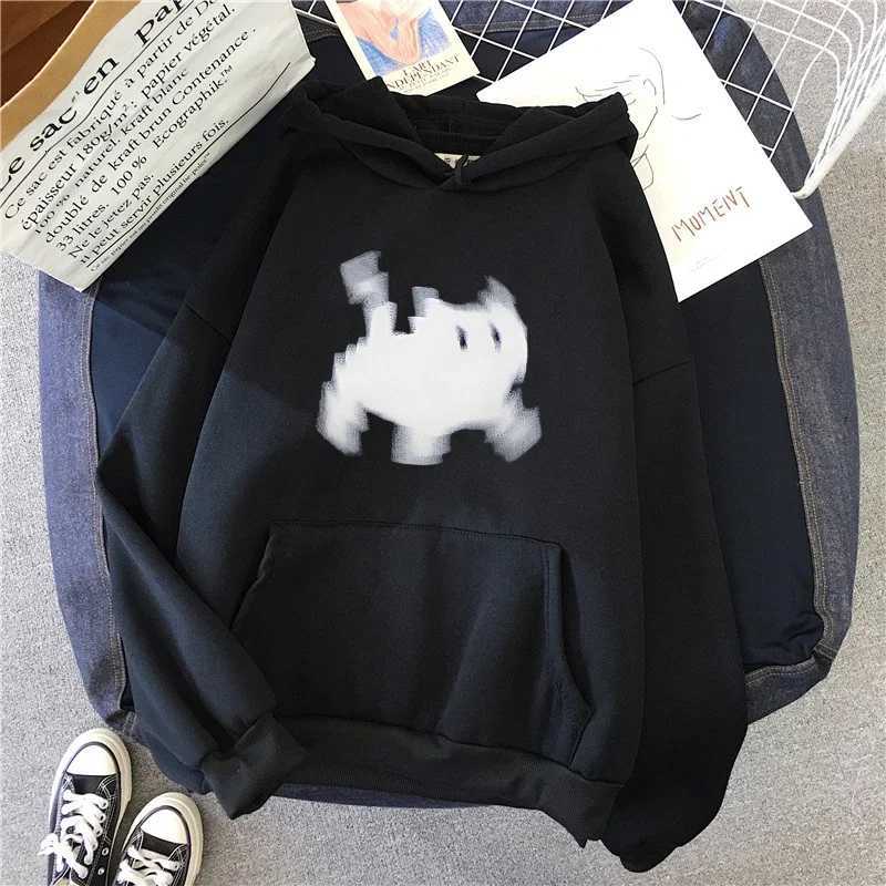 Pixel Cat Print Hoodie for Woman High Quality Hooded Long Sleeve Sweatshirts All Season Girls Daily Casual Sporty Loose PulloverT251105