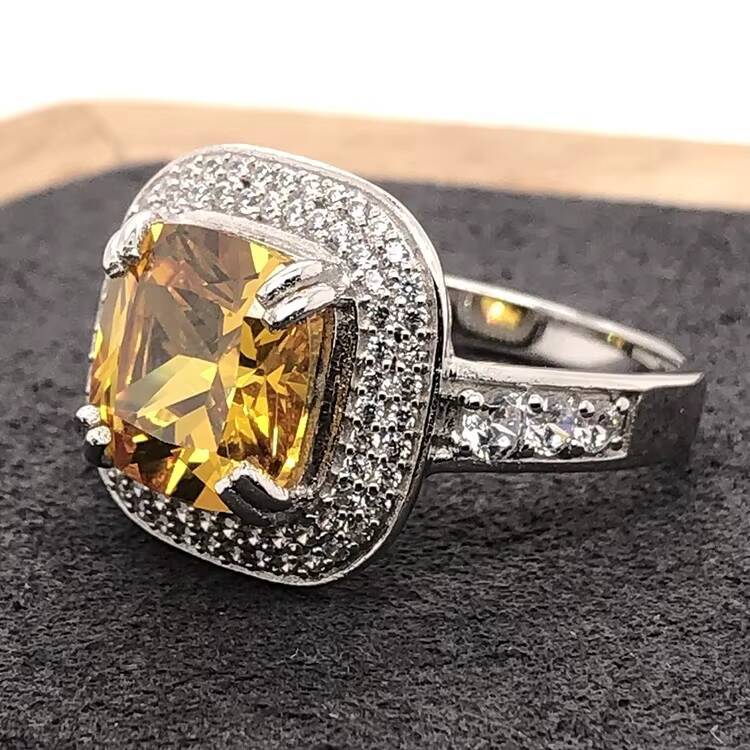 European and American Style Noble Style Citrine Fashion 925 Sterling Silver Gemstone Rings