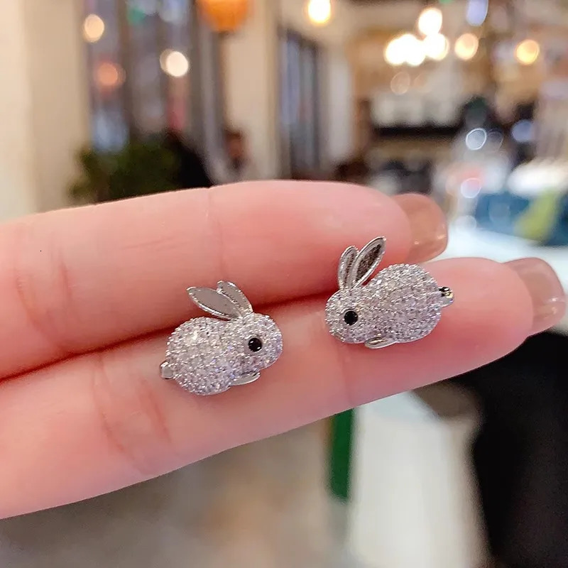 Huitan Animal Rabbit female earrings full CZ cute fancy girl gifts daily wear party fashion jewelry 250326