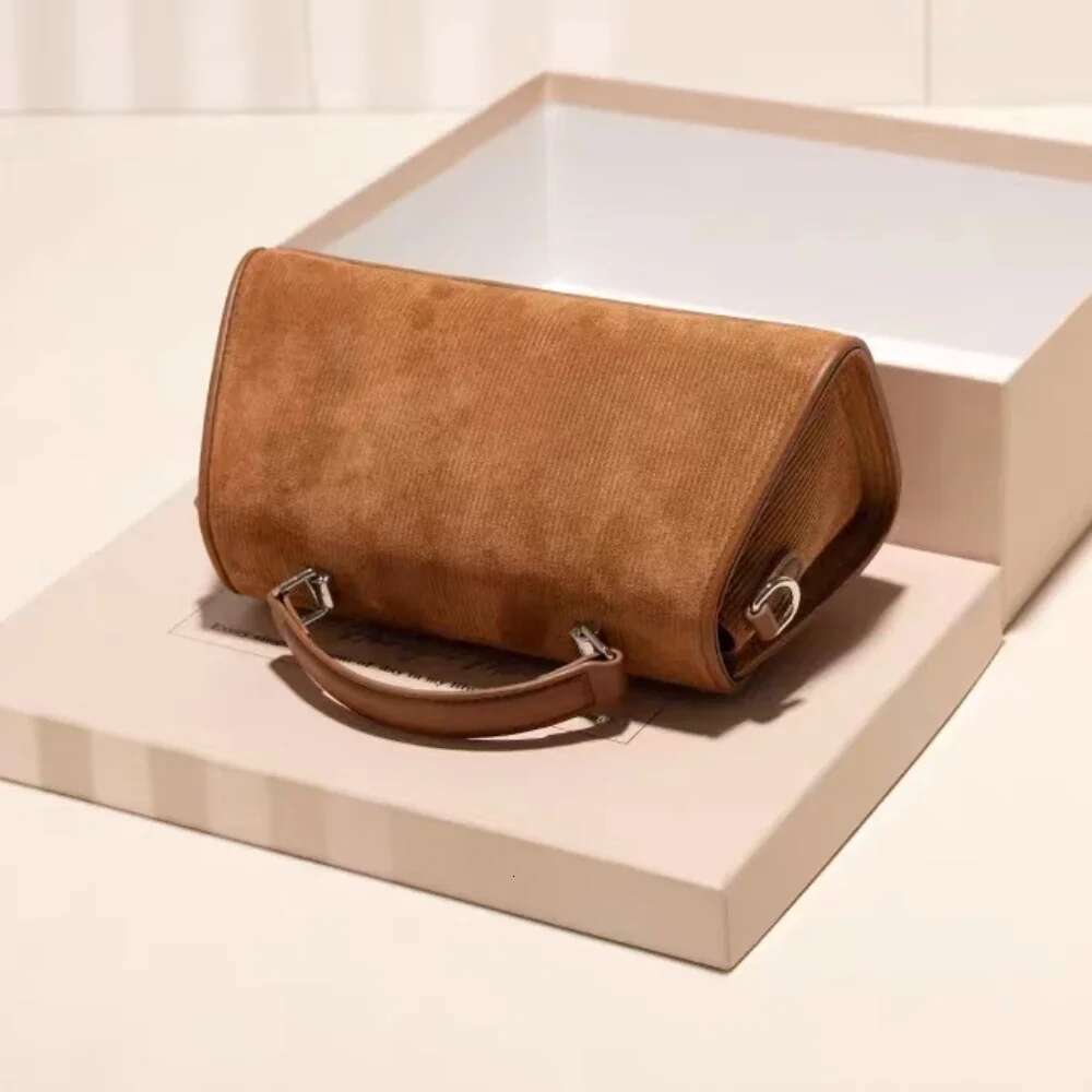 2025 New Caramel Coffee Color Small Box Flap Matte Suede + Split Leather Women Crossbody Shoulder Bag Daily-Use Winter Purse