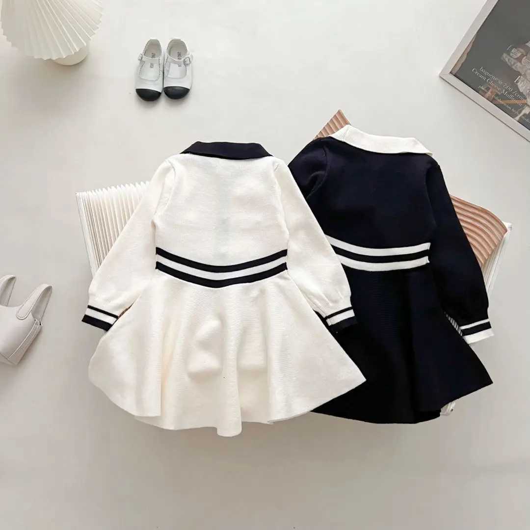 Autumn Fashionable Sweater Dress with Collar Fashionable Campus Style Slim Fit Knit Dress Girls Base Dress Y251105