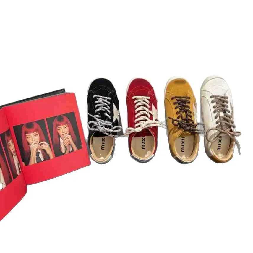 Casual Flat Botted Style Laced Color Rubbing Star Shoes Polyurethane Upgraded Version of Classic White Sneakers Y251105