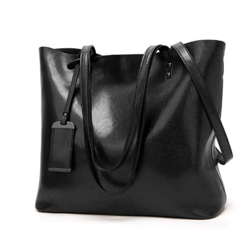 Wa Bucket Bag Simple Double Strap Handbag Fashion Women Handbags Crossbody Bags Leather Shopper Purses