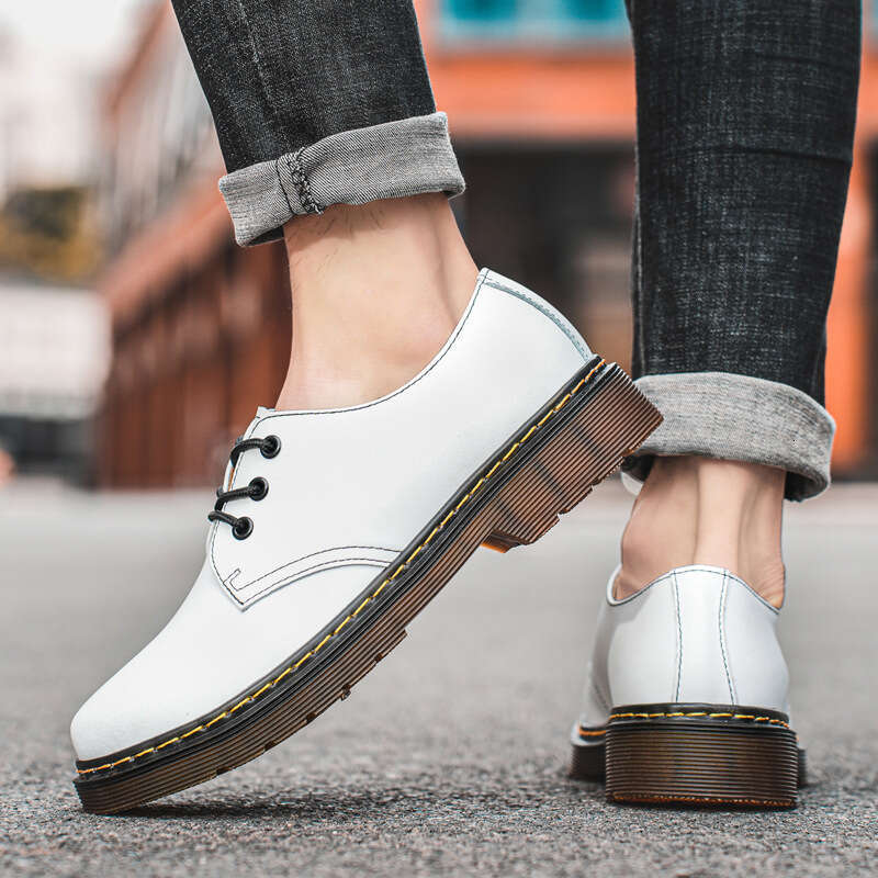 Large low cut shoes, cowhide, British style, large size short boots, round toe, men's and women's casual workwear shoes for couples