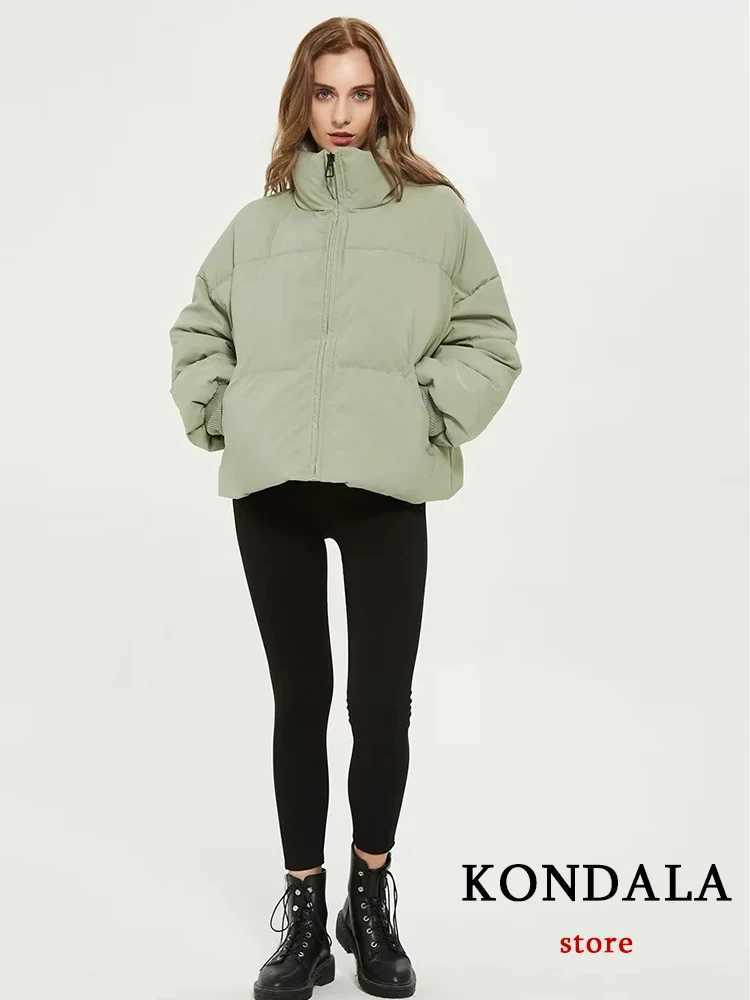 KONDALA Autumn Winter Women Jackets Thicken Streetwear Oversized Parkas Long Batwing Sleeve Pockets Fashion 2025 Female CoatsT251105