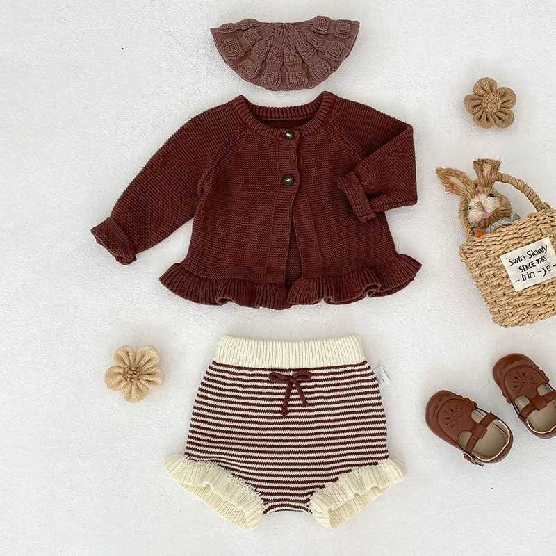 2025 New Autumn Toddler Baby Girl Clothes Set 0-3Yrs Infant Baby Girls Clothing Suit Long Sleeved Cardigan SweaterPP Shorts Y251105