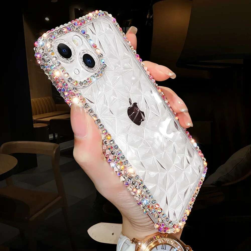 Dia Glitter Case For iPhone 13 12 11 14 15 Pro Max X Xr Xs 8 7 16 Plus Bg Transparent Shockproof Soft TPU Cover