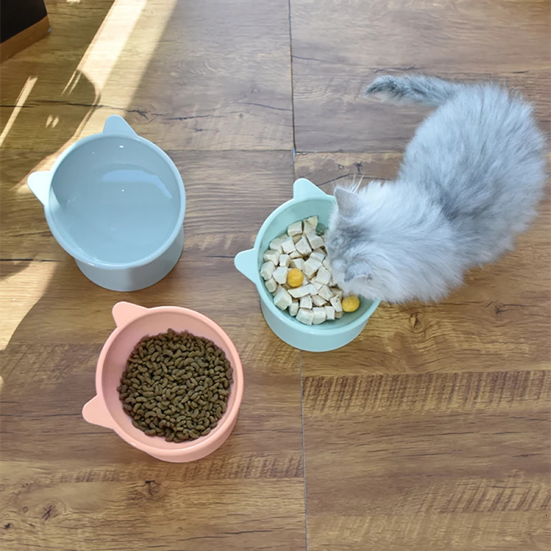 pet cat and dog bowl high legged dog bowl 45 ° neck protection cat pet food water bowl over ear pet feeding bowl to prevent excessive feeding 250403