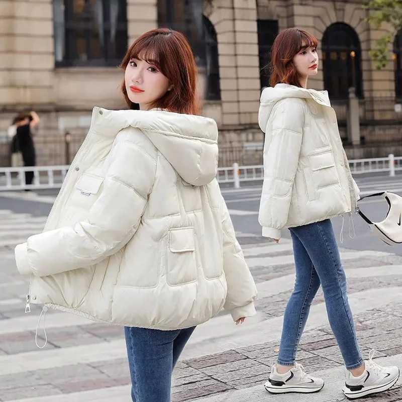 2023 New Winter Jacket Womens Parkas Thicken Overcoat Parka Down Cotton Coat Bread Clothes Korean Version Loose OutwearT251105