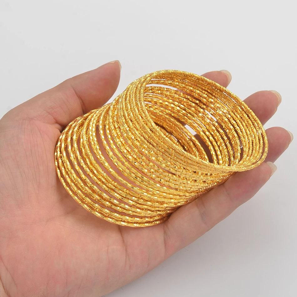 Anniyo 6pcsLot Bracelets Women Girls Dubai Circle Bracelet Jewelry Middle Eastern African Fashion Metal Bangles 014707 251031