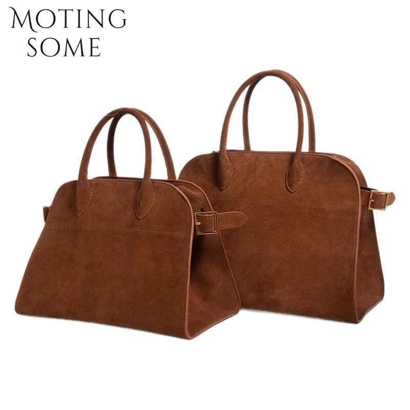 Motingsome 100% Natural Suede Bag Women Travel Minimalism Lady Handbag And Purses Large Capacity Shopper Tote New
