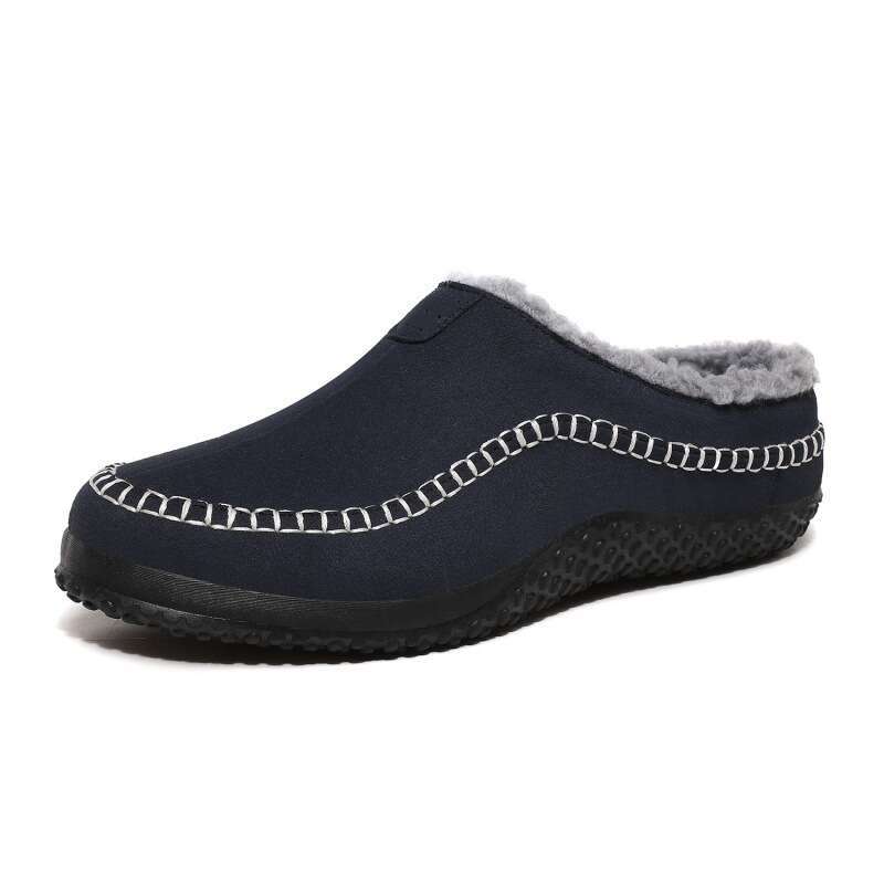 Large size men's with winter fleece, indoor cotton slippers for lazy people, casual toe shoes BY-9