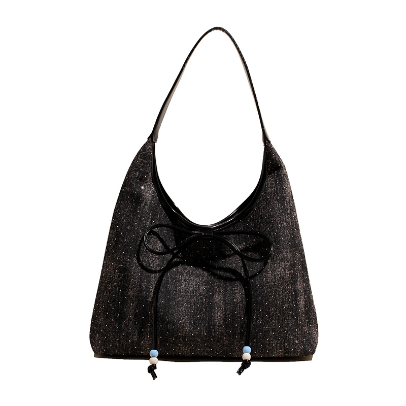 Free shipping denim underarm bag Women's new fashion college style Tote bag large capacity shoulder bag 2025