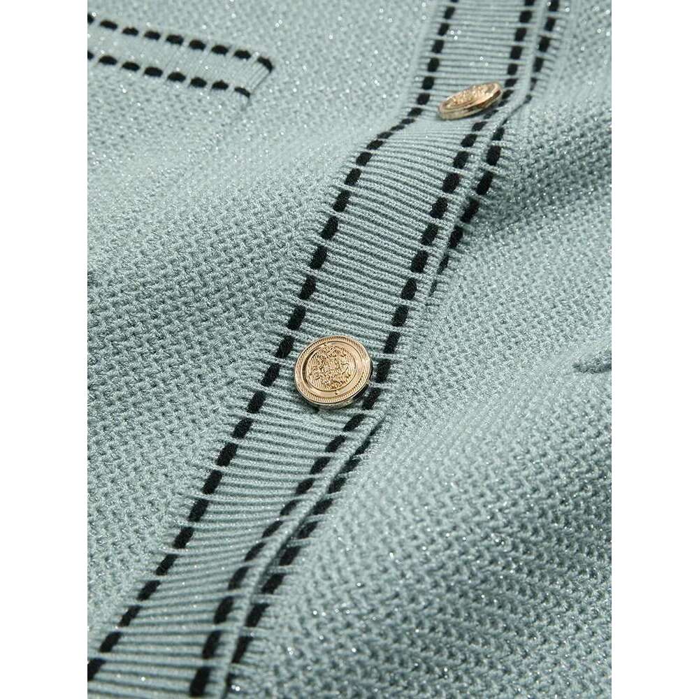 Tweed Long Sleeve Knitted Cardigan For Woman Autumn New Exquisite Patchwork Lady Soft Sweater Coat