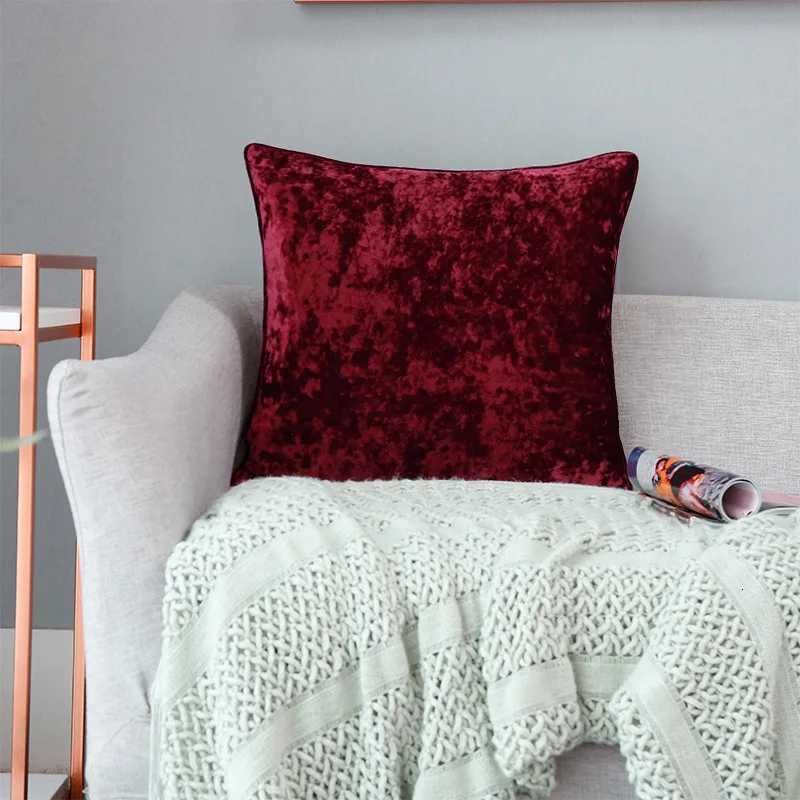 50x50cm Christmas Red Velvet Decorative Throw Cushion Covers Soft Shiny Luxury Pillow Cases Pillowcase For Sofa Car Living Room Y251105