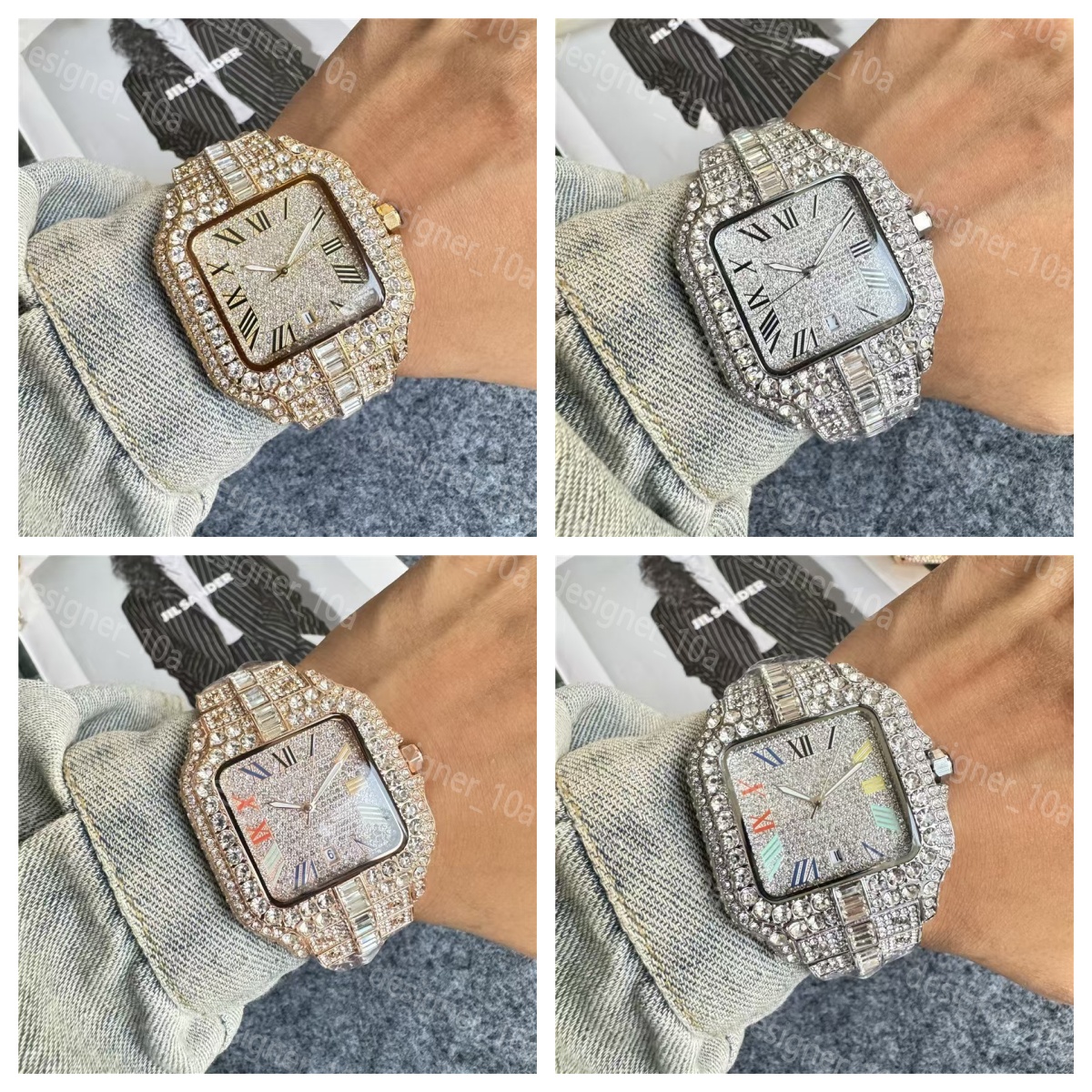 Vvs Moissanite Watches Iced Out Watch and Necklace Bracelet SetFashion Jewelry Pass Diamond Tester