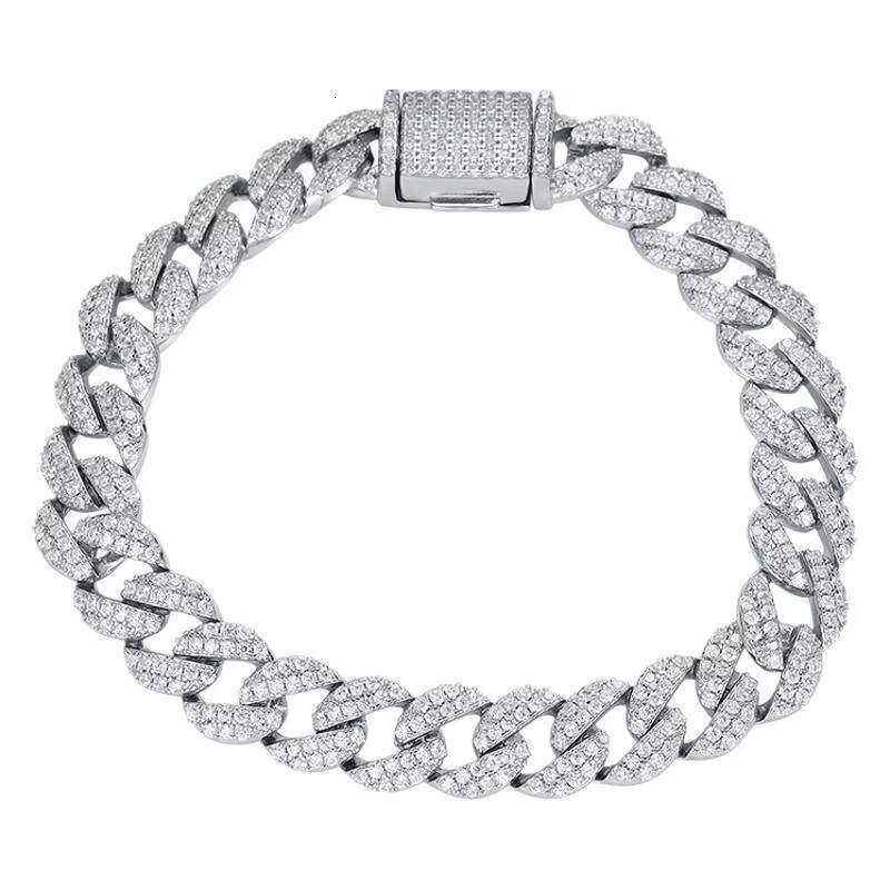 New S925 Silver 88mm Hip Hop Cuban Chain Moissanite Oval Cuban Bracelet Trendy Jewelry Wedding Jewelry