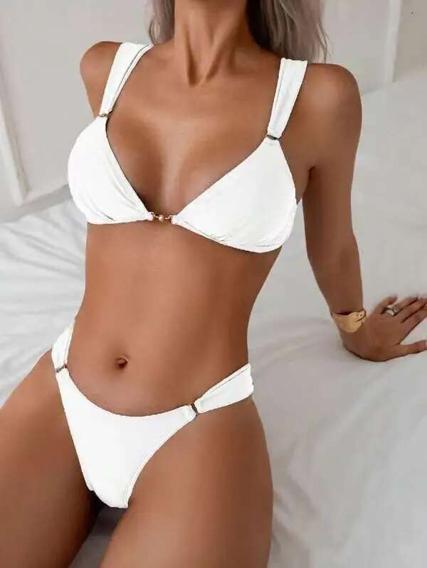 Sexy Micro Bikini 2025 Women Black Pearl Pleate Push Up Thong Swimsuit Brazilian Summer Bathing Swimming Suit Triangle Swimwear