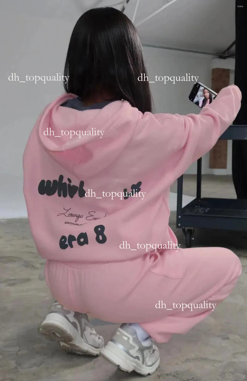 White Foxhoodie Designer Tracksuits Womens White Foxhoodie Sets Fleeced Letters Printing Loose Hooded Two Piece Sweatpants Jogger Pants Set Sweatsuit Sport 59a