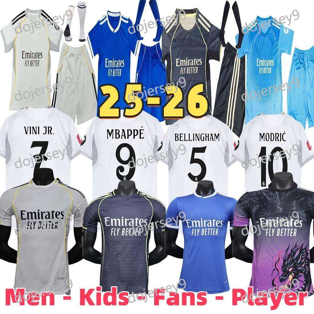 25 26 MBAPPE BELGHAM Soccer Jerseys Reals VINI JR FANS 2025 Player RODRGO MODRIC RONALDO Football Shirt kids kit 2026 VAERDE ENDRICCK Arda Guler CINGA Long Sleeve top