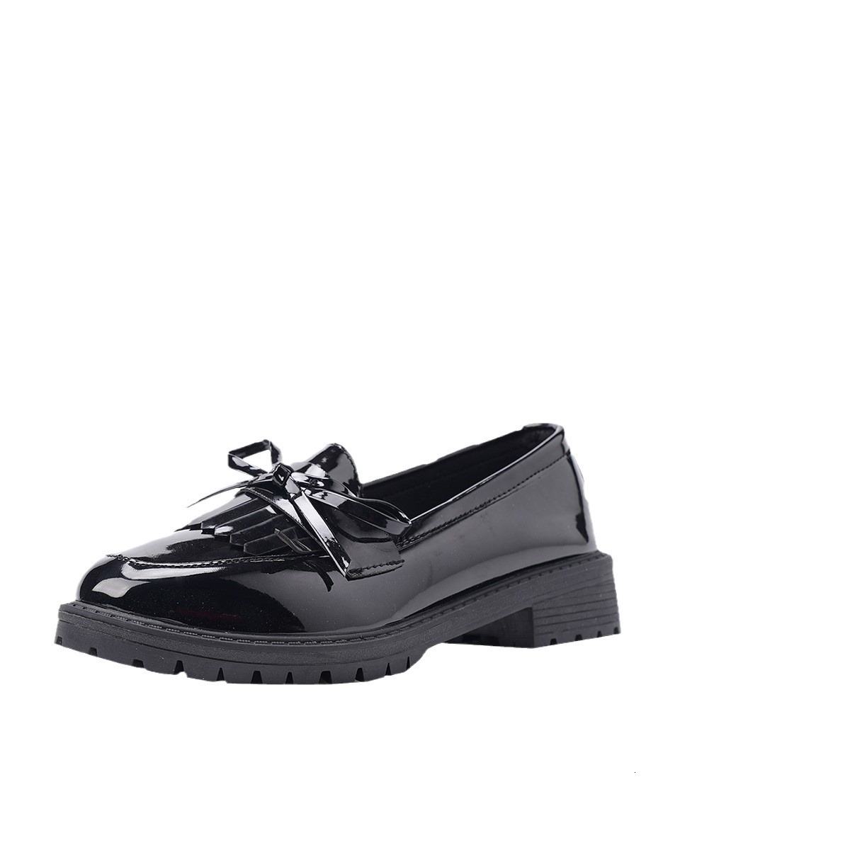 Cross-Border Plus Size Loafers 2024 Spring and Autumn New Patent Leather Bow Mary Jane Casual Shoes for Women ddmypanda