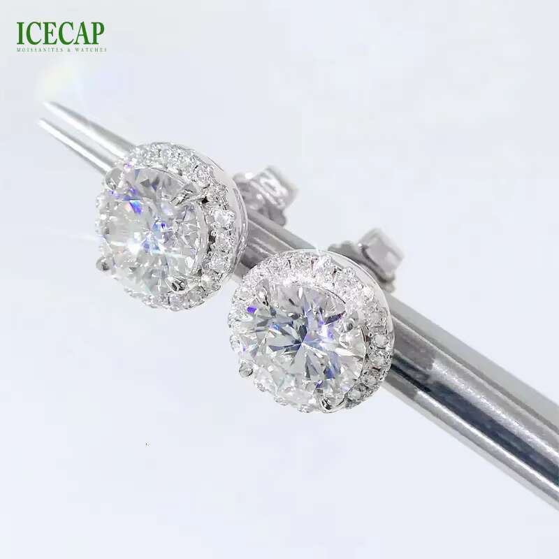 Icecap Fashion Jewelry Earrings 18K Gold Plated Wholesale Moissanite Earrings European and American Mens Classic Ear Studs