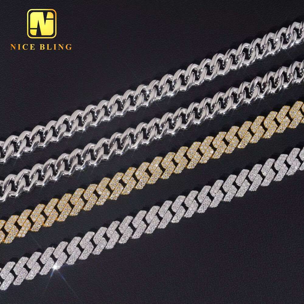 8mm Hip Hop Jewelry Silica Pure Sier Iced Cuban Chain Necklace Bracelet