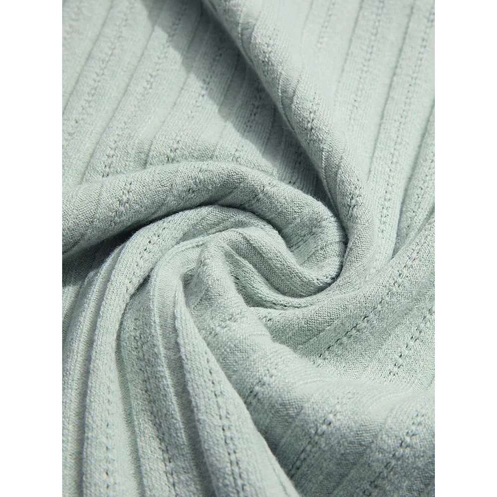 Fake Two-Piece Knitted Top Jacquard Long-Sleeved Tees Women Winter Pearl Button Ribbed Collar T-Shirts