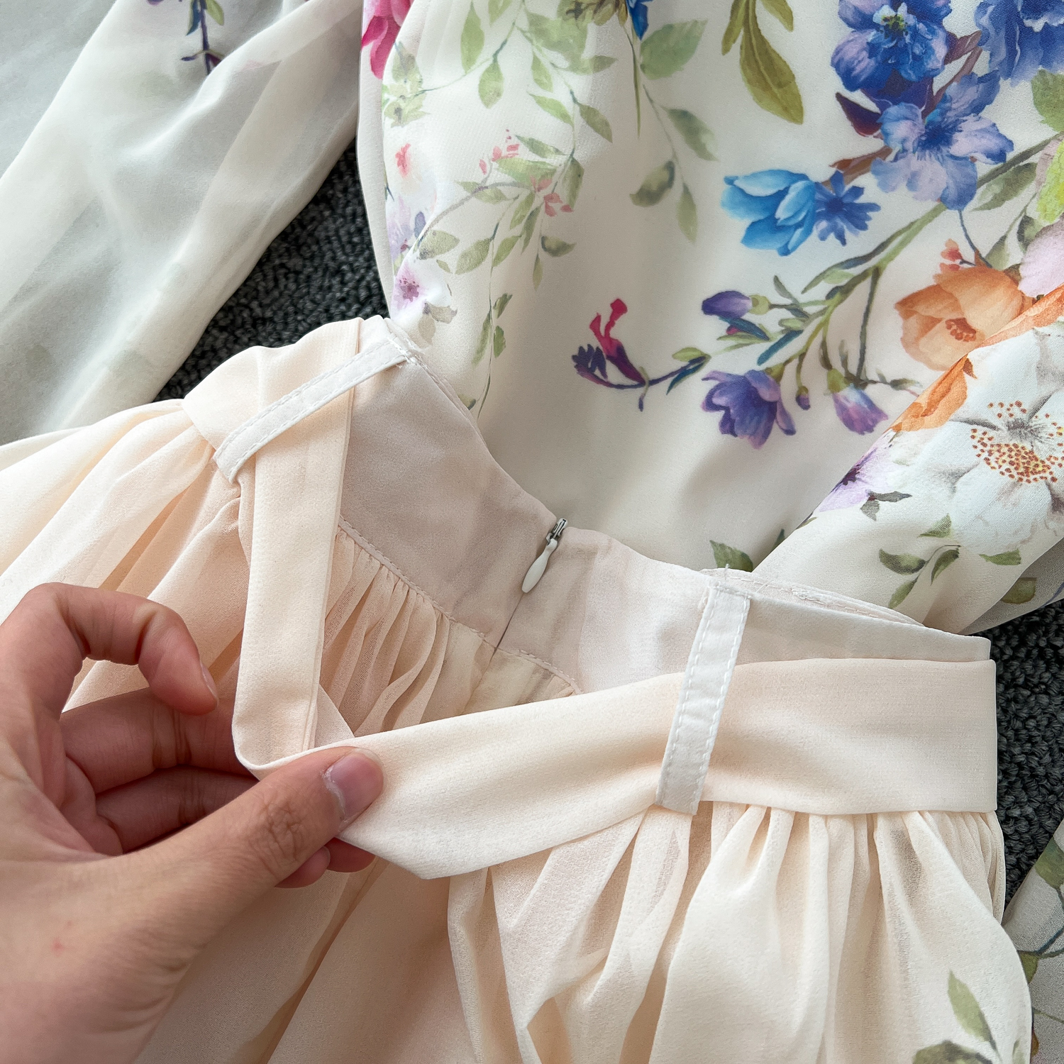 Two Piece Dress Summer Holiday Chiffon Gorgeous Flower 2 Piece Set Women Long Lantern Sleeve Shirt Blouse and High Waist A-Line Long Skirt Suit 2025