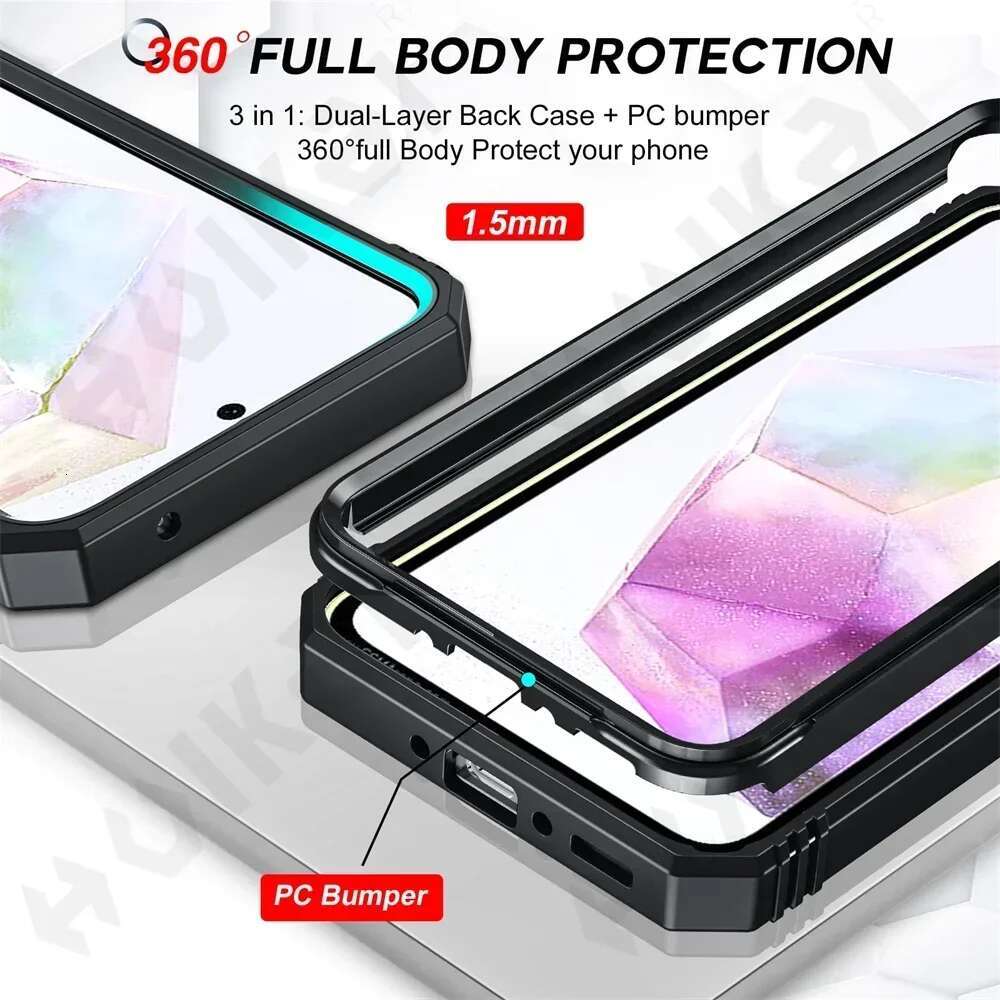 Case for Samsung Galaxy S24 S23 S22 S25 Ultra Plus A55 A56 A36 FE 4G 5G Slider Camera Protect 360 Full Protection Bracket Cover