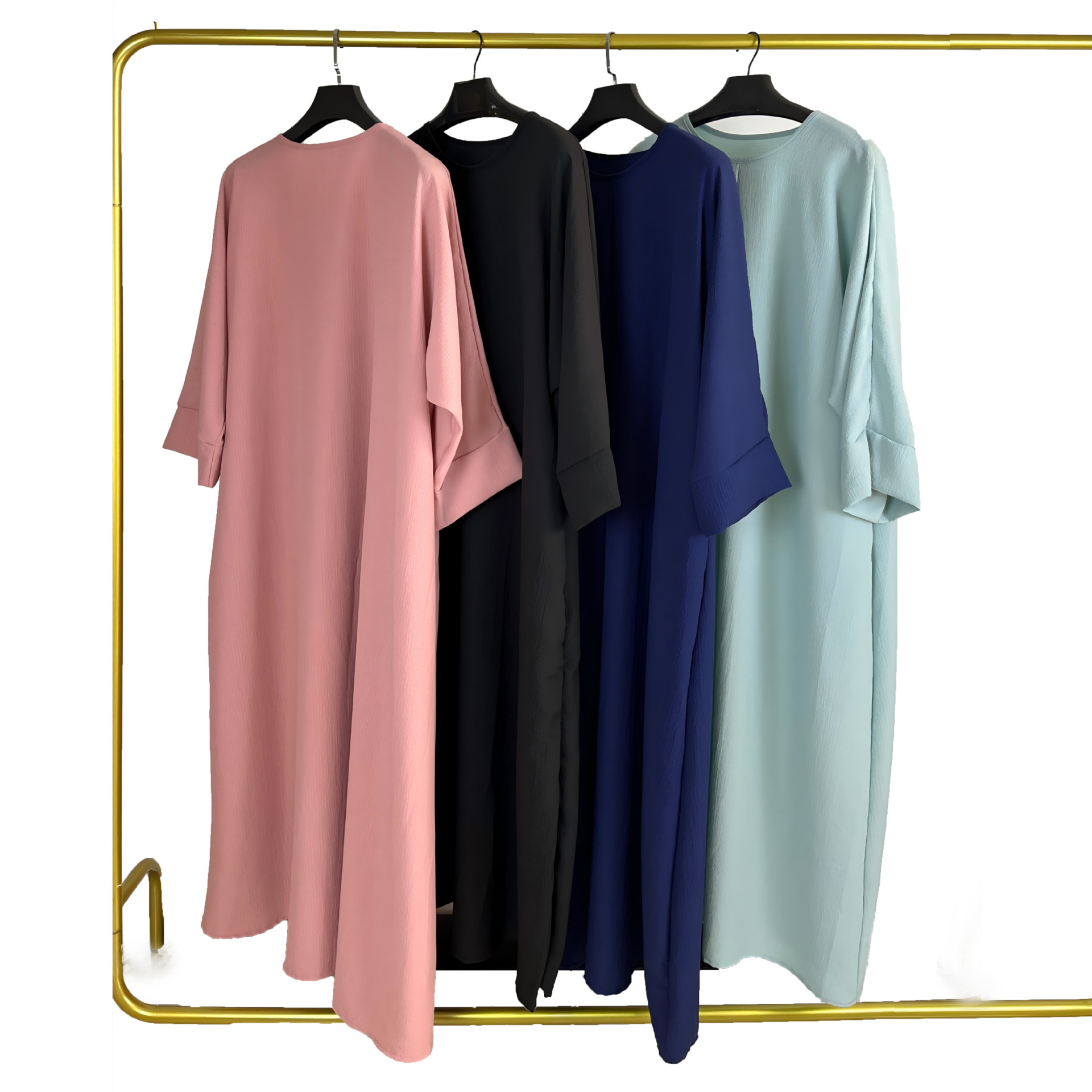 Tiktok Muslim Fashion Robe Solid Color Women's Dress Abaya Maxi Dresses Islamic Clothing