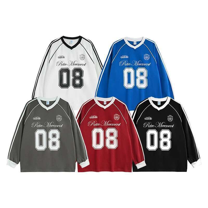 Grahpic Football Jersey Men Loose Fit Long-Sleeved Tshirts Sportswear