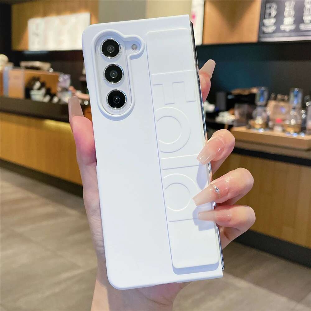 Soft Silicone Wrist Strap Bracket Phone Case For Samsung Galaxy Z Fold 6 5 4 ZFold 3 Cases Ultra Thin Matte Hard Cover