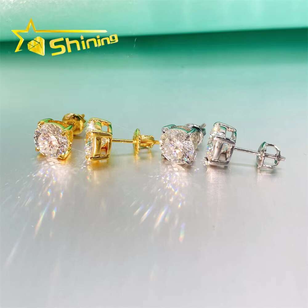 Fine Sterling Sier GRA Certificated Ready to Ship Stock Stud Custom Women Moissanite Earrings