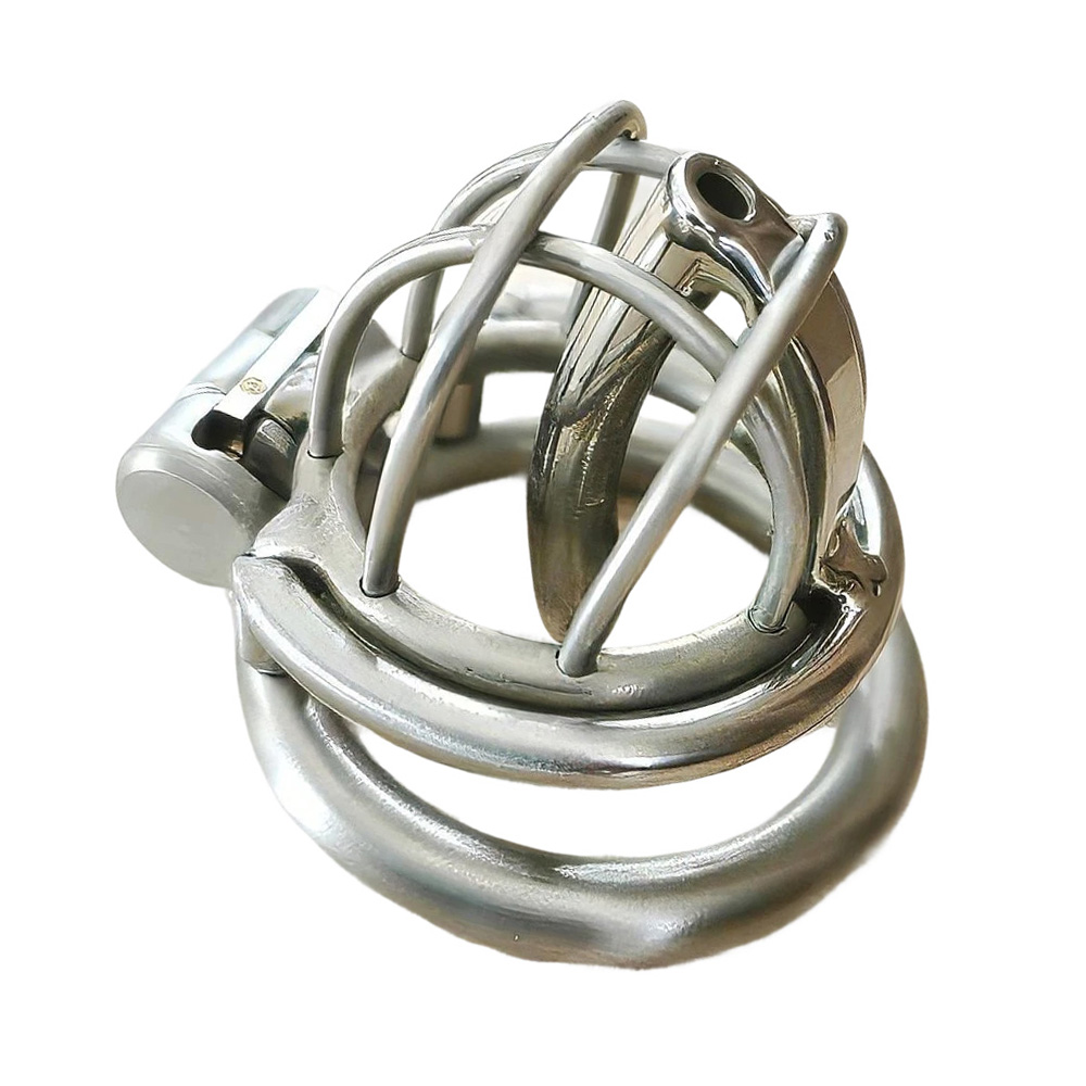 Stainless Steel Male Chastity Cage with Urethral Tube Customizable Metal Cock Cage for Men CBT Metal Lock Men's Chastity Device