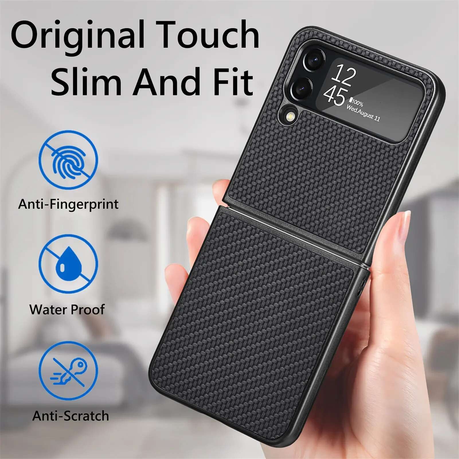 Carbon Fiber Fashion Case for Samsung Galaxy Z 4 5 6 flip6 Flip5 Flip2 5G Flip4 Flip 3 2 Flip3 Protective Slim Cover