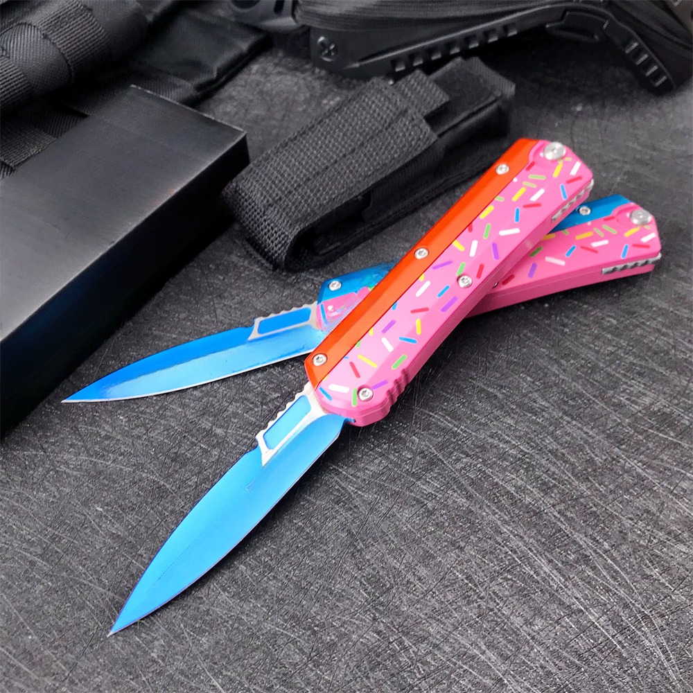 Higher Quality Donut Warrior Tactical Knife D2 Blade Aluminum alloy inlay G10 handle EDC Outdoors Hunting Self Defense Survival Tools Knifes 3300 3400