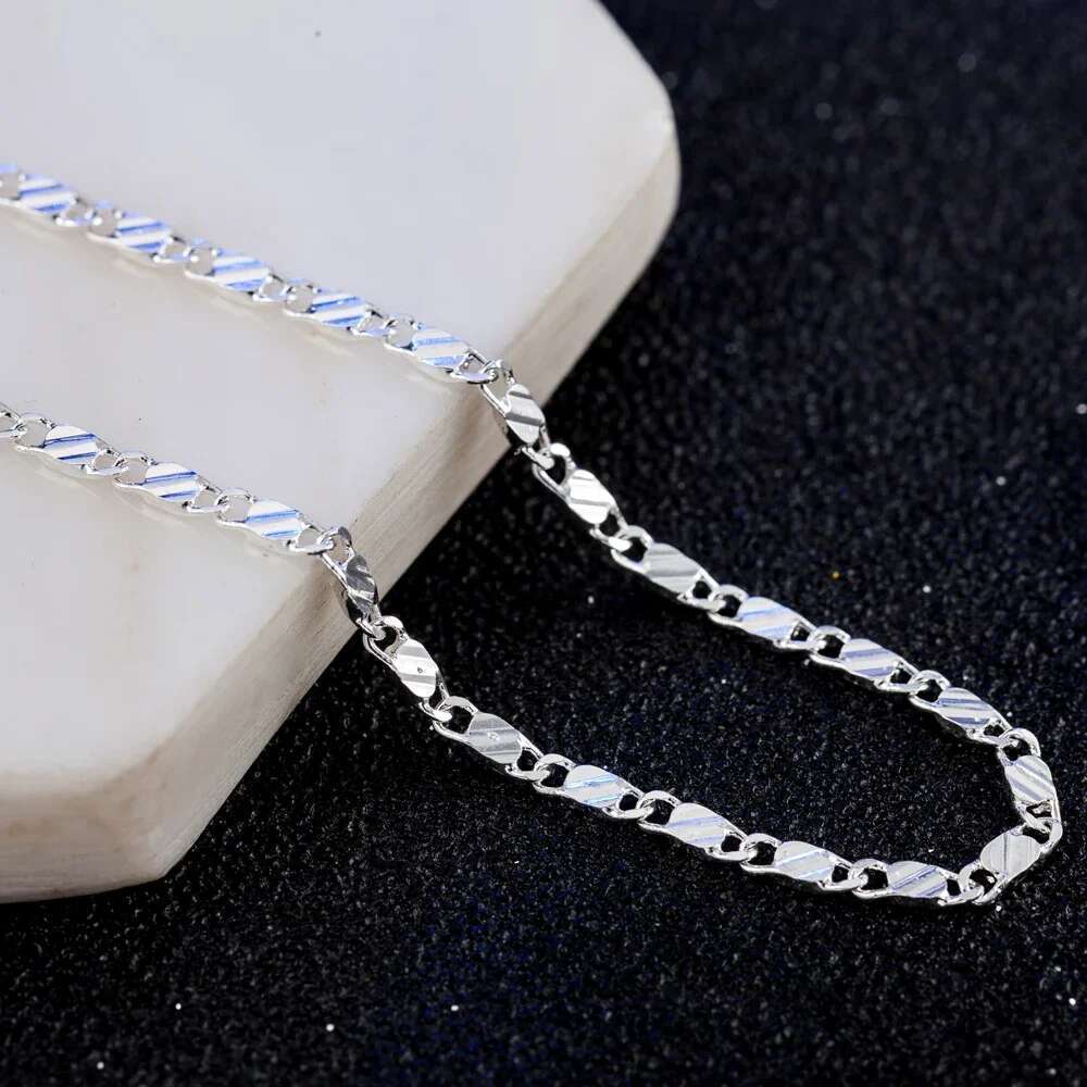 40-75cm Sterg Sier New fine 2MM flat Clavicle chains Necklaces for Men Women wedding party Jewelry Christmas gifts