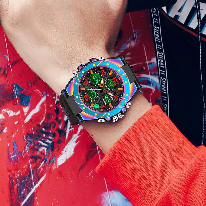 DHwatches Sanda New Multifunctional Electronic Watch Trendy Fashion Waterproof Sports Ins Style for Men and Women Students