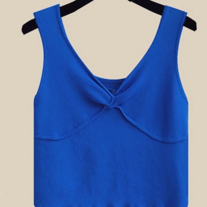 2piece womens summer outfit Klein blue vest wide leg pants set Korean mens Trouser 250403