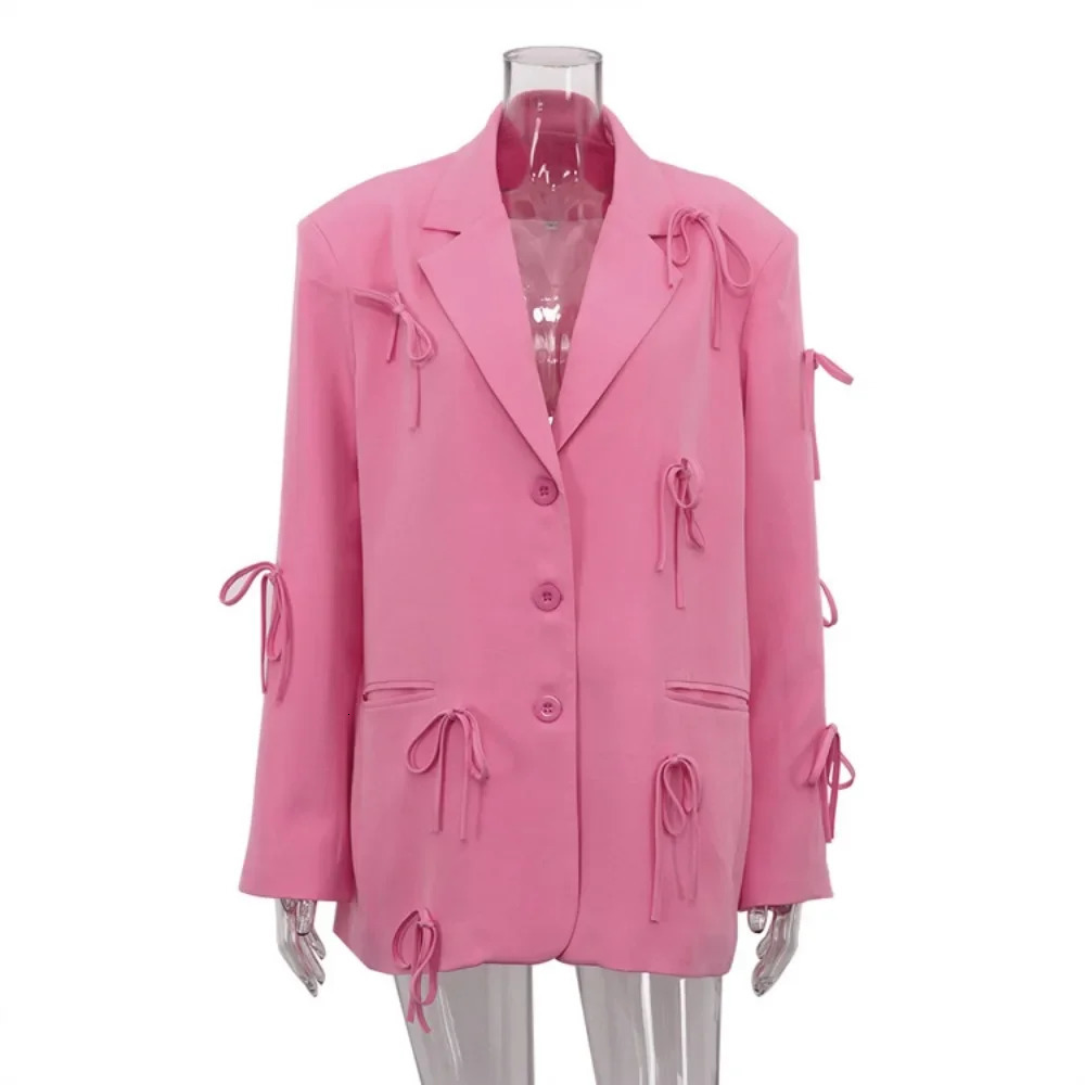 TWOTWINSTYLE Solid Splicing Patchwork Loose Jacket for Women Flip Collar Long Sleeve Warm Jacket Womens Fashion Style 250402