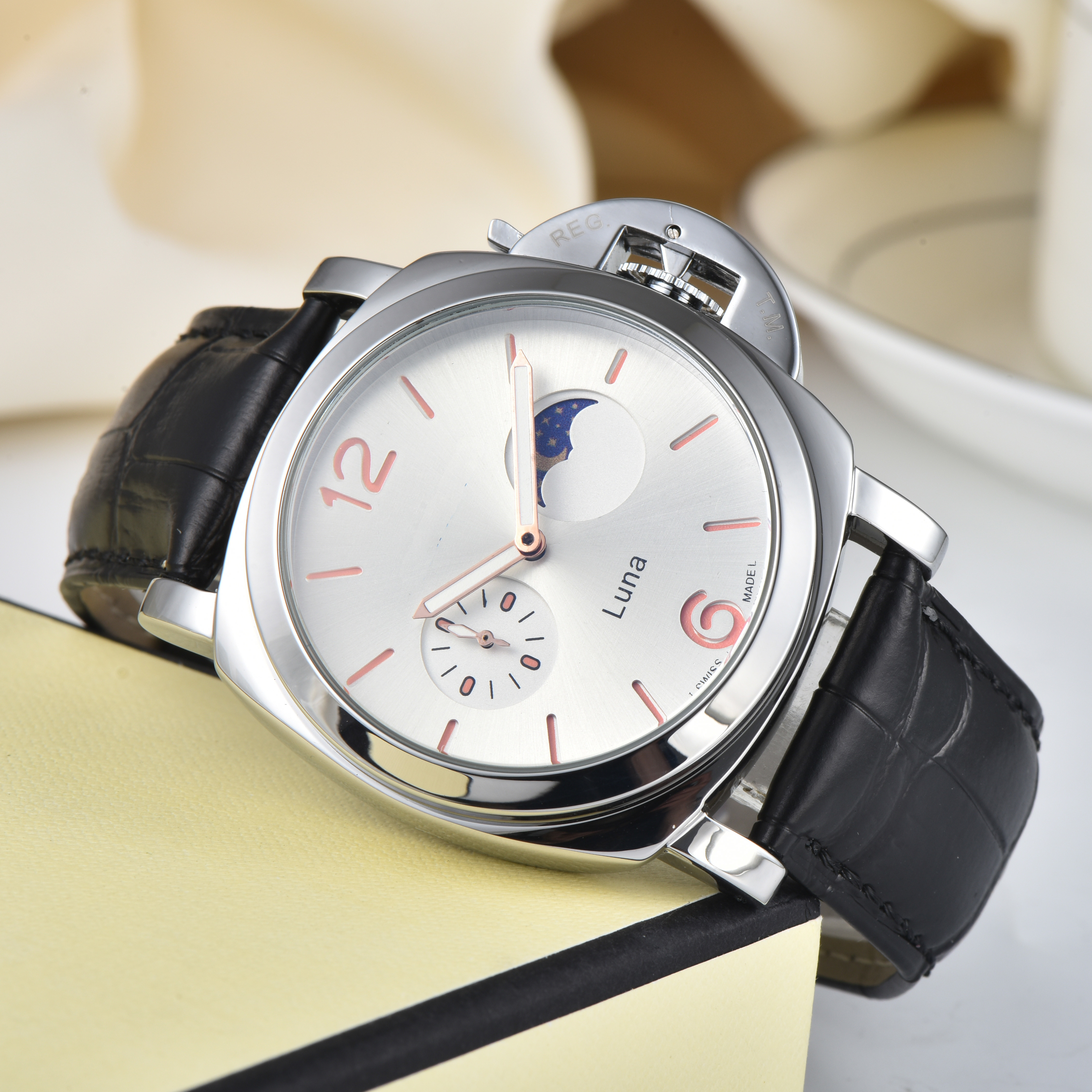 Men PANERAIity LUMINORity Model Sport watch Quartz automatic movement Luxury Watches Business Stainless Steel Man Square mens Wristwatches #611