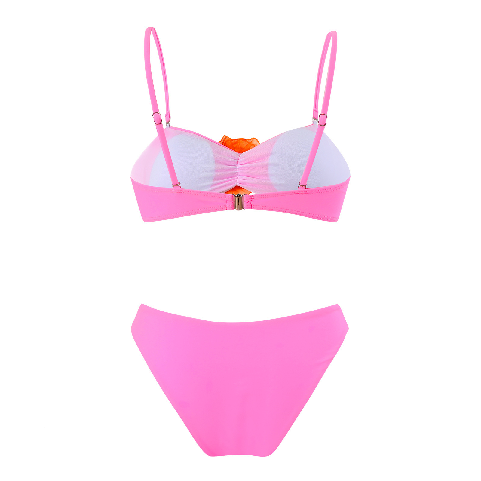 Sexy solid color bikini 2025 new three-dimensional flower decoration split swimsuit for women