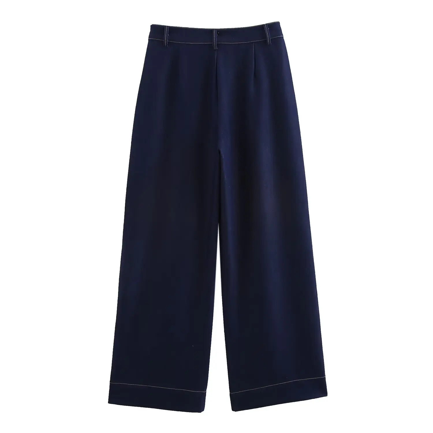 PB ZA Womens Long Sleeve Cut Jacket Gold Button Wide Match Leg Pants Fashionable and Elegant 250403