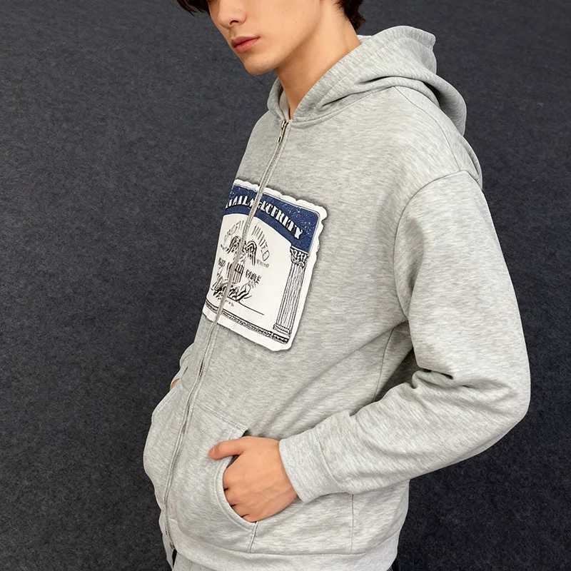 Autumn American Style Hoodie Cool Zipper Printed Banknote Pattern Sports Casual Loose Cardigan Jacket W251106