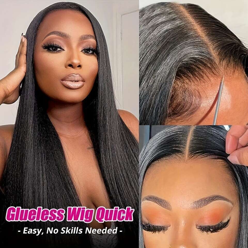 Glueless Straight Human Hair Wig With Pre-Plucked 5X5 Transparent Lace Closure, Natural Black Color, 180% Density, Beginner-Friendly, Sleek & Shiny Lo