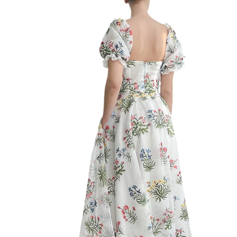 2025 New Womens Bohemian Style Waist Cinching Sexy Cross Belt Backless Embroidered Skirt Two-piece Set