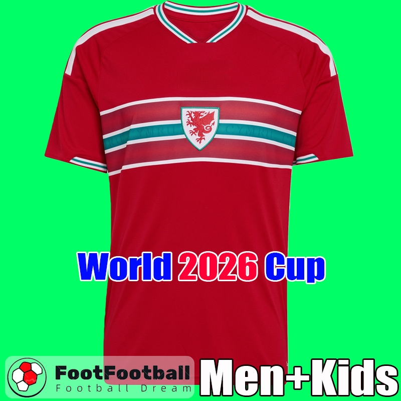 2026 Wales soccer jerseys kit de foot football 2025 25 26 home AWAY third Football shirt men kids Kit camisetas de futbol tops