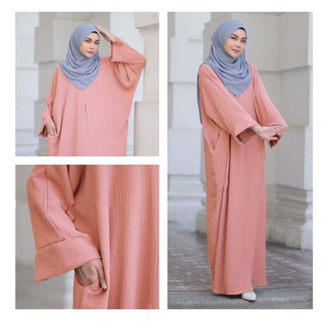 Tiktok Muslim Fashion Robe Solid Color Women's Dress Abaya Maxi Dresses Islamic Clothing